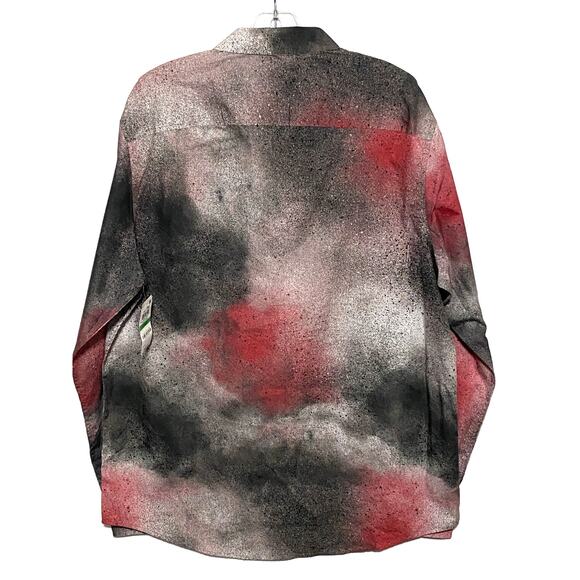 INC Spray Paint Splatter Button Shirt Mens L Red Black Gray Grunge Retro NYE NWT - Picture 3 of 8
